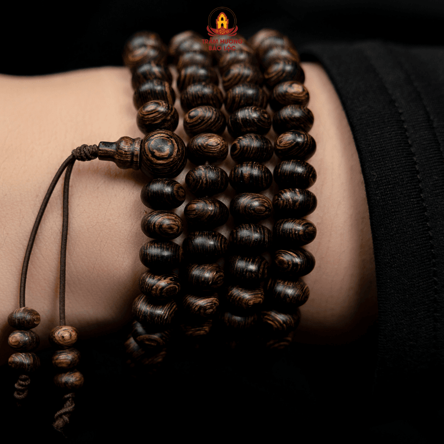 V65 (5) Vòng Trầm Bảo Lộc - Sánh Đồng Điếu 108 - 8 ly